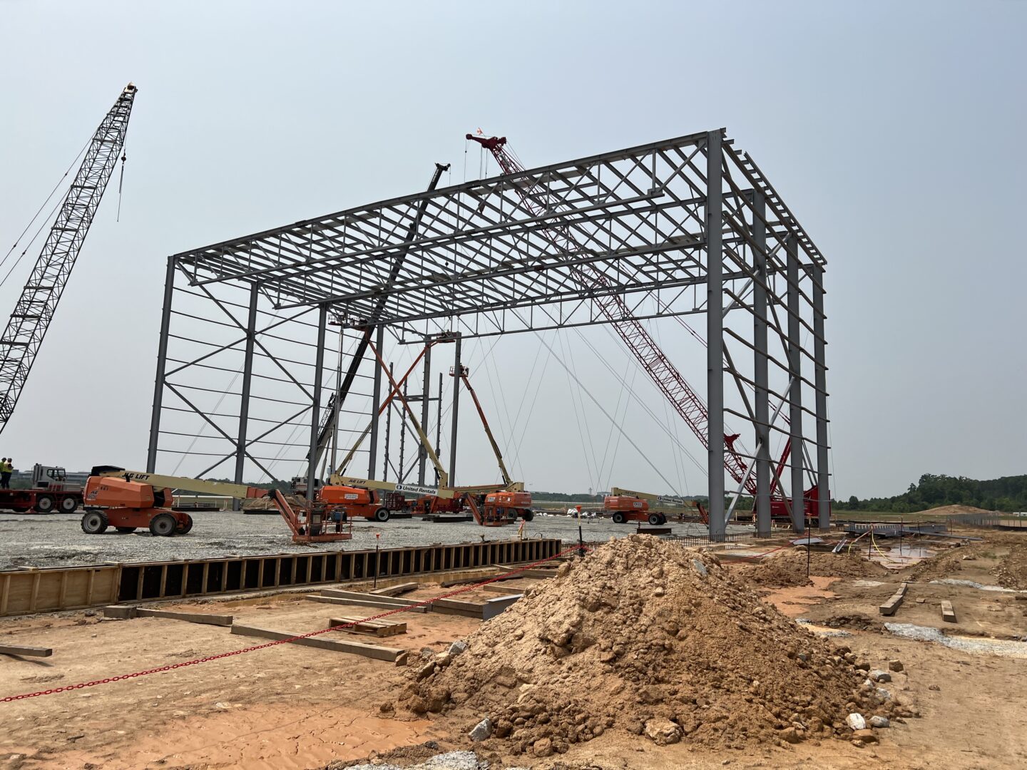 June 2023: The back bone of the Boom Supersonic Superfactory structure is erected.