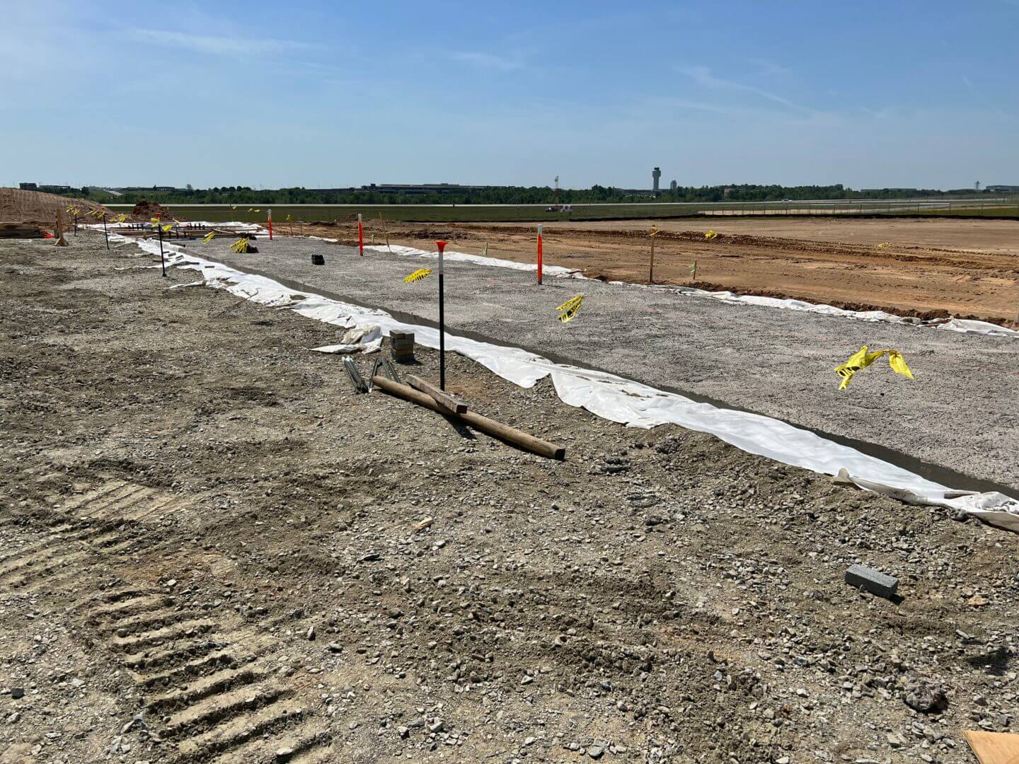 April 2023: Hangar door foundation build is underway.