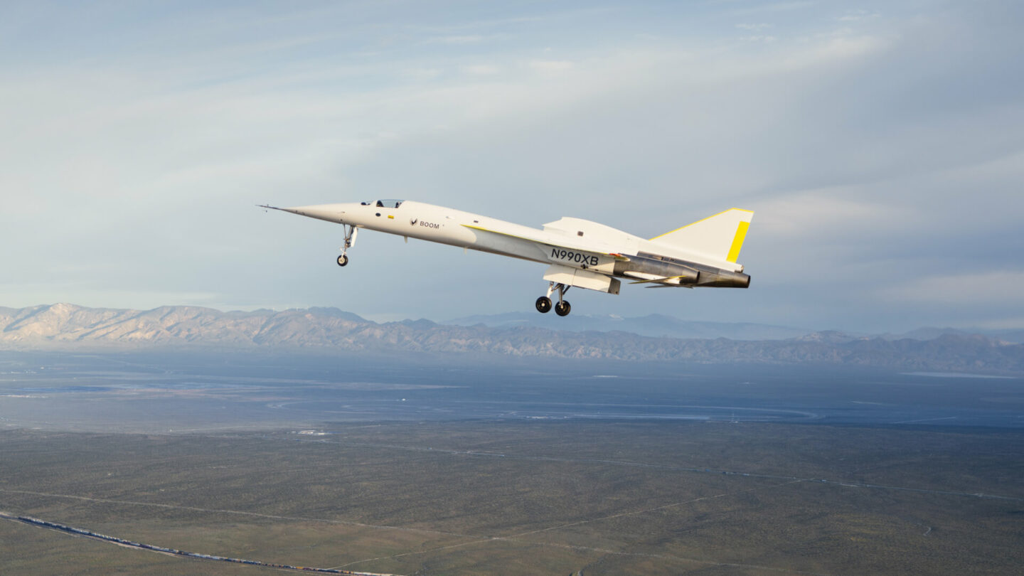 XB-1, the world's first independently developed supersonic jet, takes flight for the first time at the Mojave Air & Space Port -- preparing to fly Mach 1 later this year.